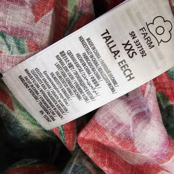 Farm Rio Linen Blend Dream Garden Strappy Drop Waist Midi Dress, Boho, XXS - Picture 12 of 13